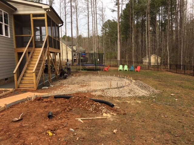 Before pic of patio, stairs, area under deck 2